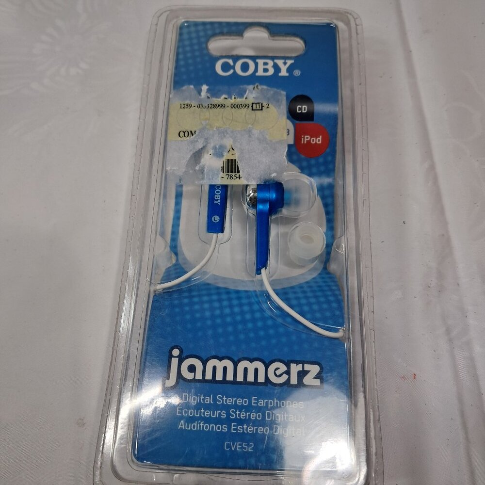NEW Coby Jammerz blue digital stereo earphones ear buds earbuds CVE52 jammers